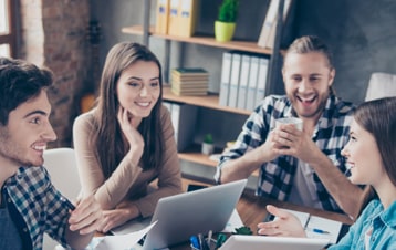 A group of people collaborating.
